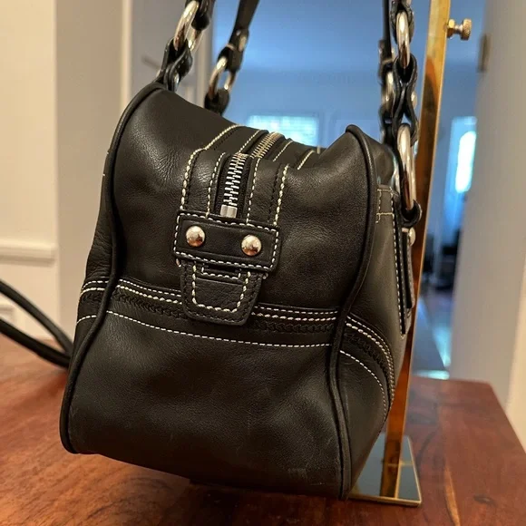 Coach SoHo Black Leather Shoulder Bag Y2K vintage - Picture 3 of 14